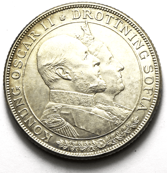 1857 Sweden 2 Two Kronor Silver Coin  KM# 776