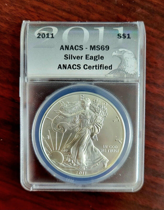 2011 P ANACS MS 69 Silver Eagle $1 Dollar 1oz Certified .999 Fine Silver