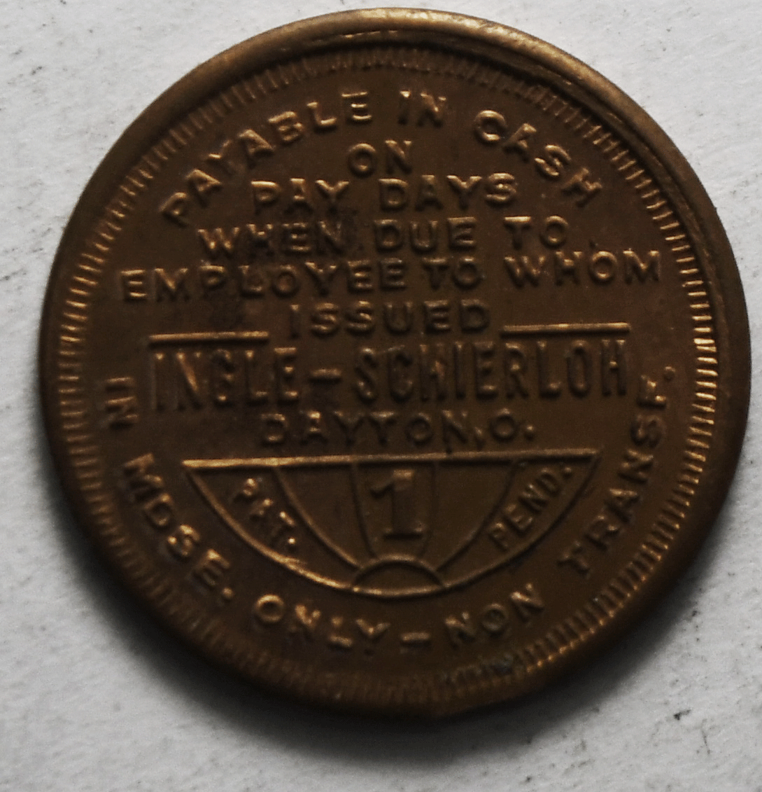 Belle Mead Coal Company Dayton Ohio Coal Scrip Token 18mm
