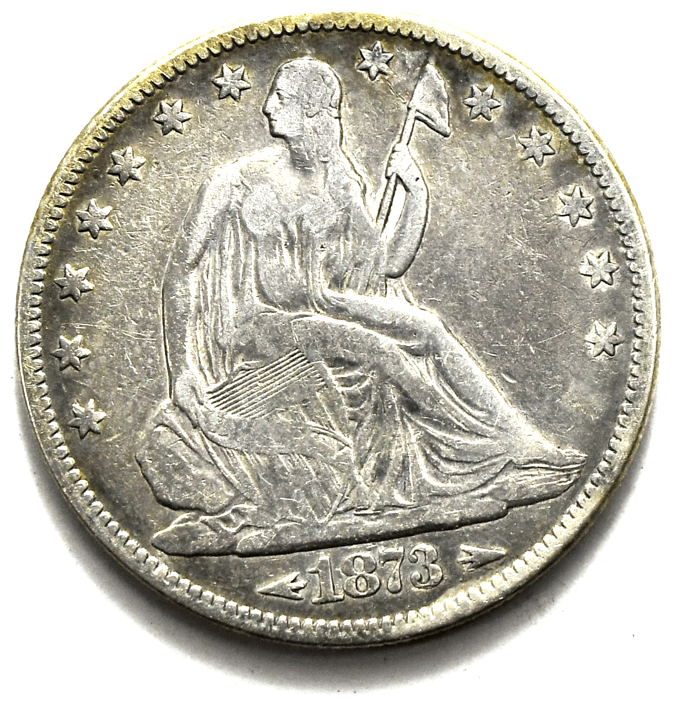 1873 Arrows 50c Seated Liberty Silver Half Dollar Fifty Cents Philadelphia