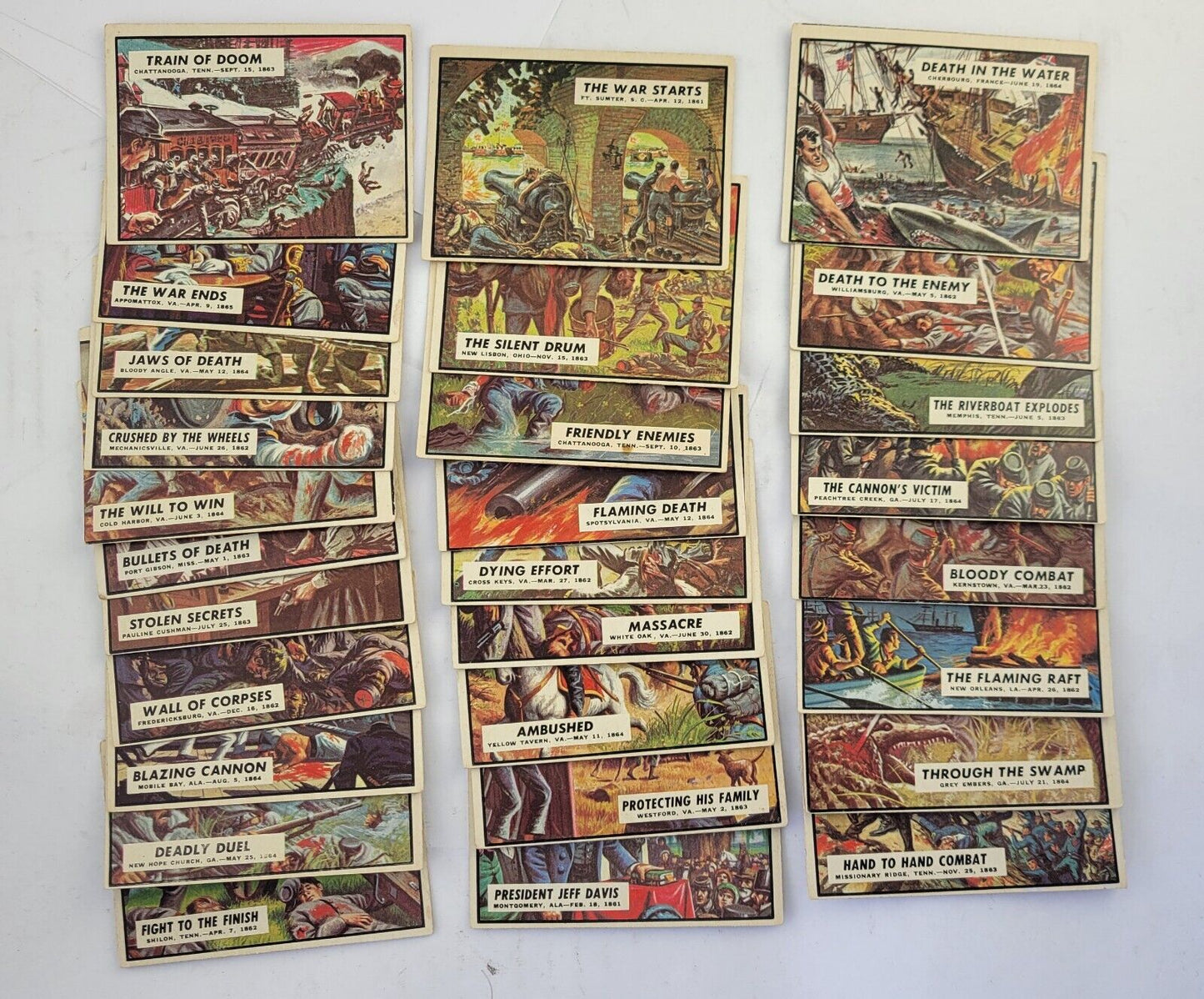 1962 Topps Civil War News Cards Lot Combat 28pc Set