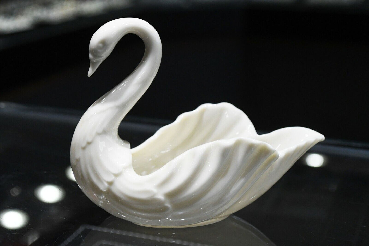 Vintage Off White Lenox Porcelain Swan Dish 5" x 3 1/2" Made in USA
