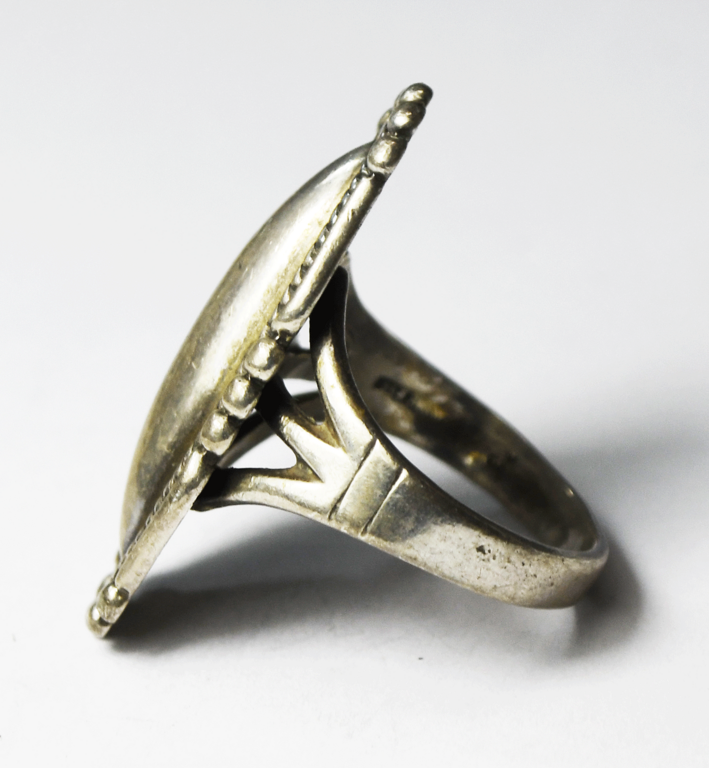 Antique Sterling Silver Bell Trading 32mm Elongated Domed Ring Size 7-1/2