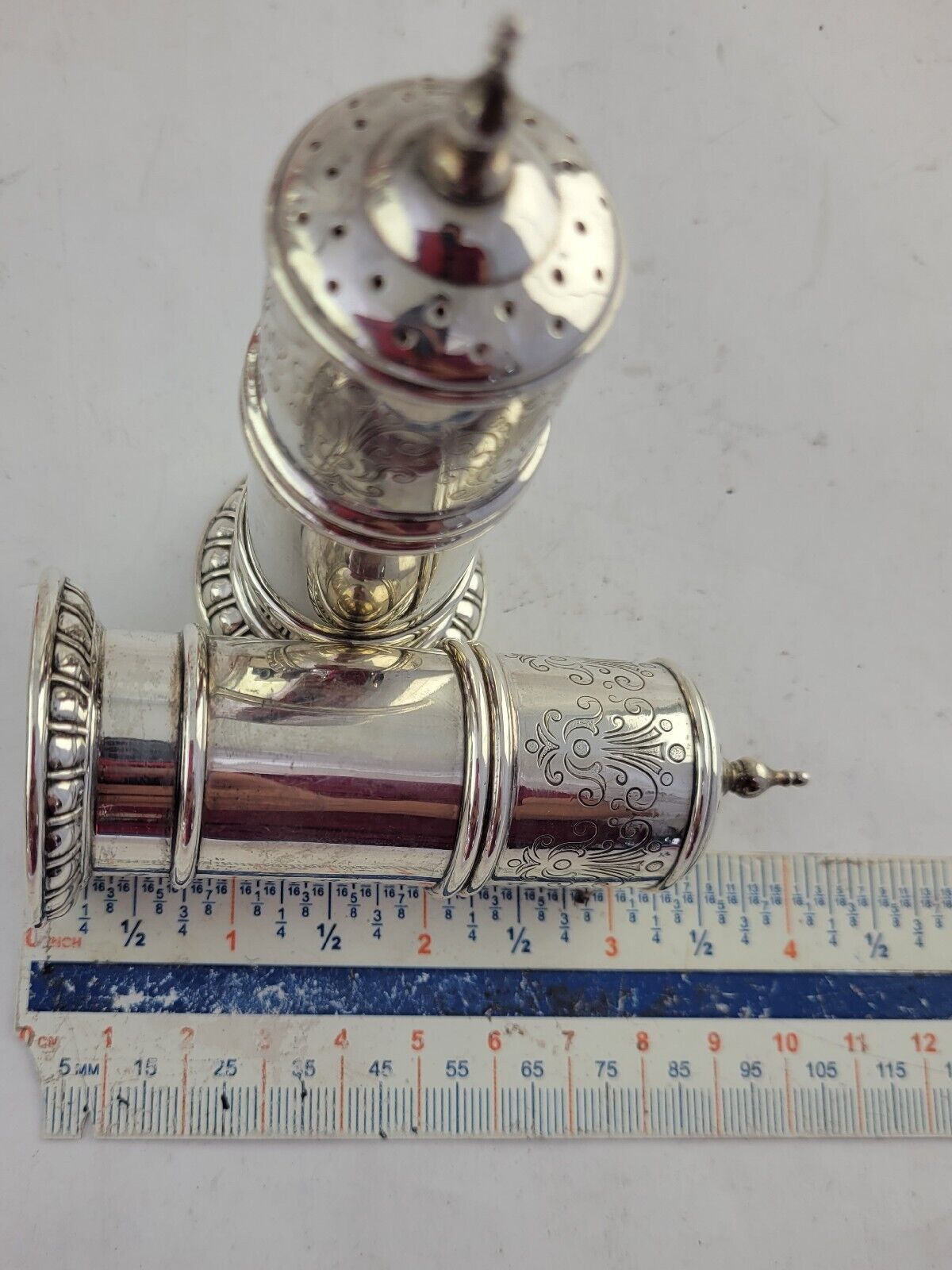 Antique Lunt Sterling Silver 4" Salt and Pepper Shakers 2.9oz