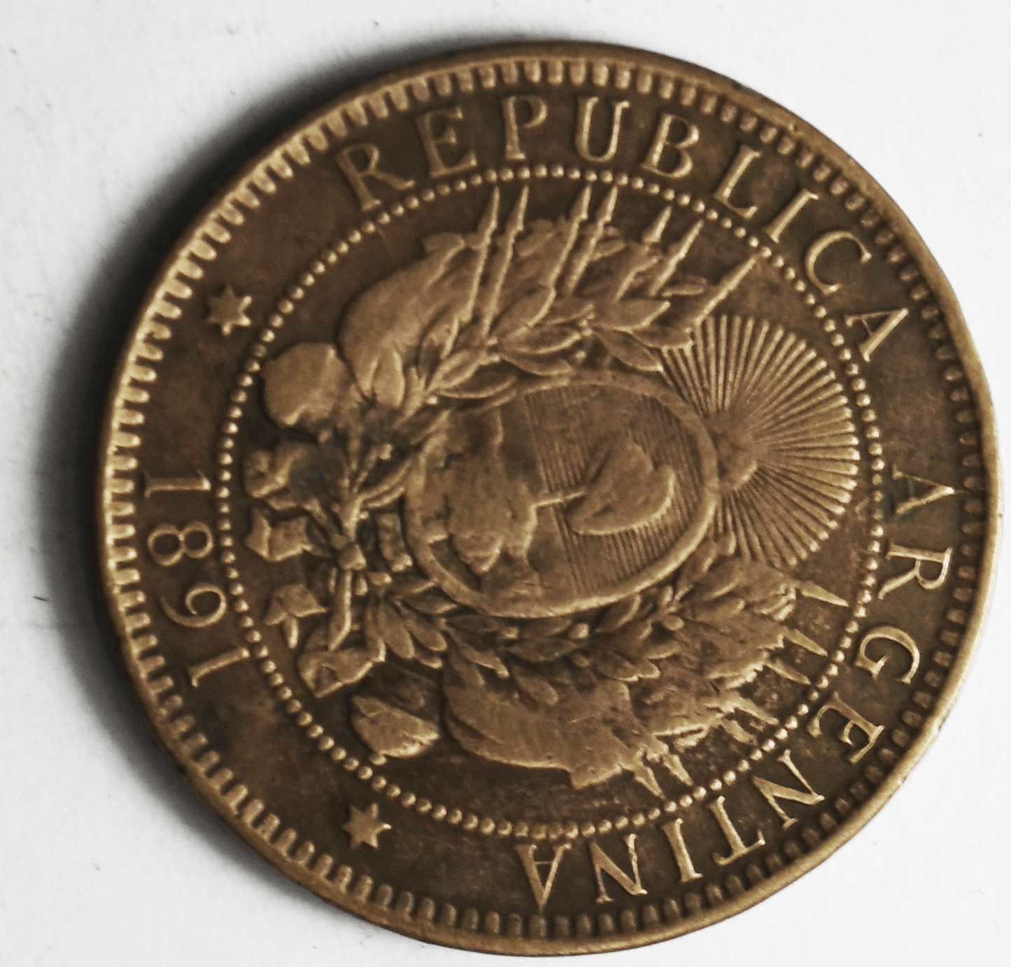 1891 Argentina 2 Centavos KM# 33