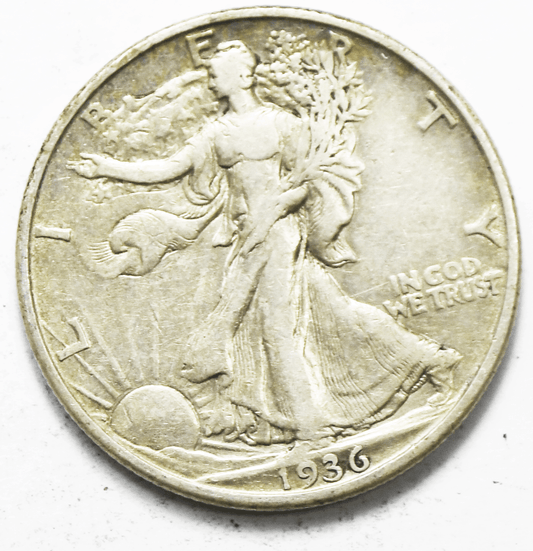 1936 D 50c Walking Silver Half Dollar Fifty Cents Denver
