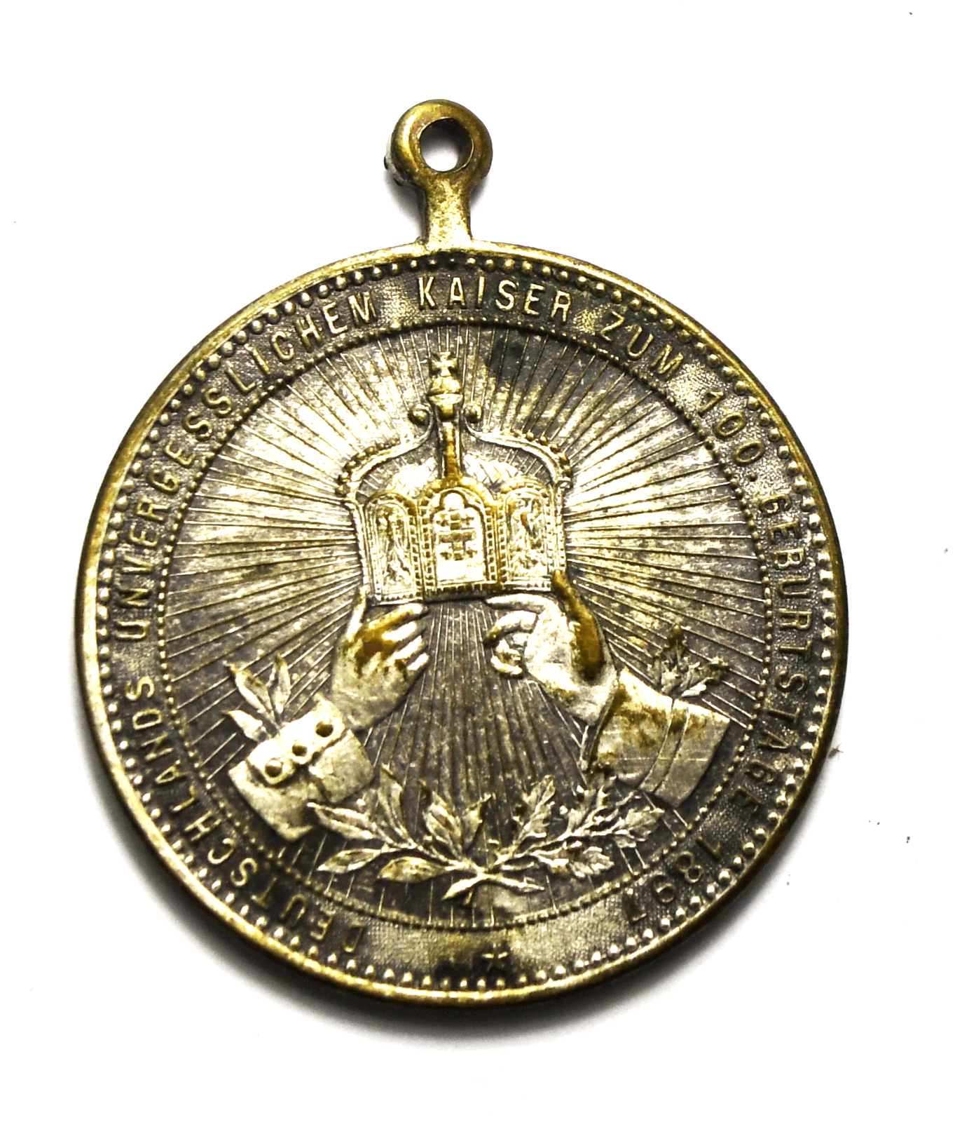 1897 Germany Kaiser Wilhelm 100th Birthday Medal 34mm x 28mm