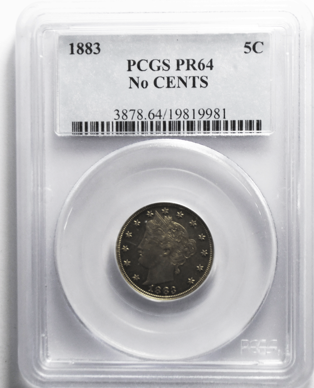 1883 No Cents 5c V Liberty Nickel Proof Five Cents PCGS PR64 Uncirculated NC