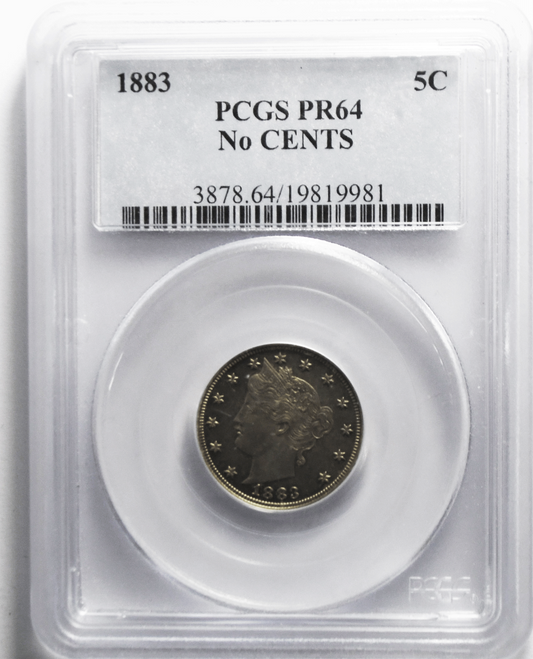 1883 No Cents 5c V Liberty Nickel Proof Five Cents PCGS PR64 Uncirculated NC