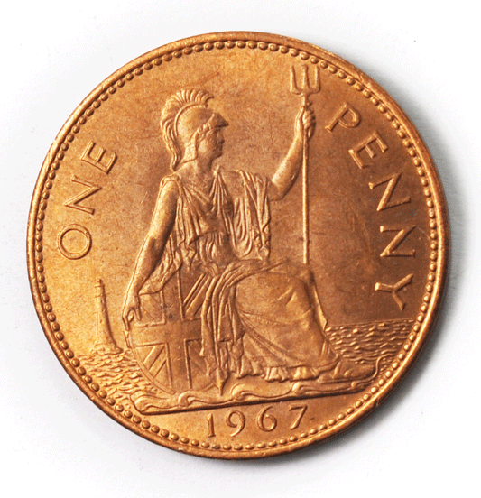 1967 Great Britain Bronze Penny KM# 897 Uncirculated