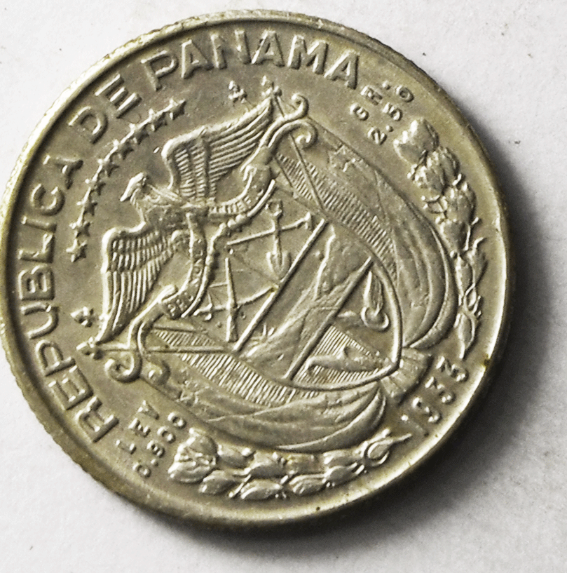 1953 Panama 1/10 Tenth Balboa Silver Coin KM# 18 Uncirculated