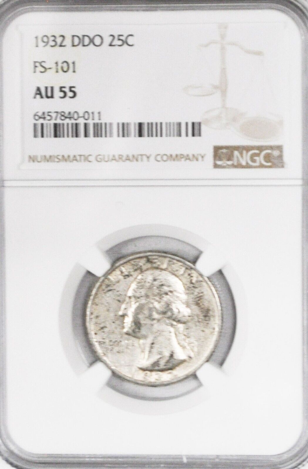 1932 DDO 25c Washington Silver Quarter Dollar  NGC AU55 FS-101