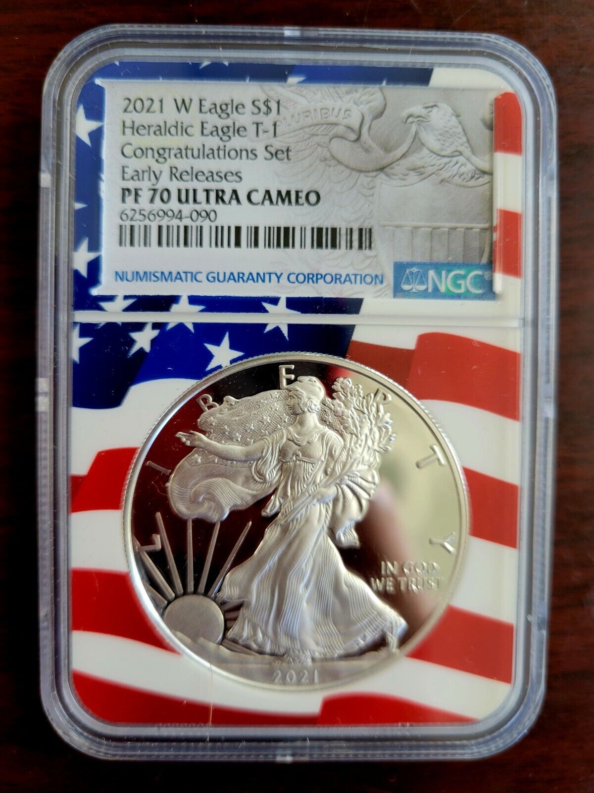 2021 W Silver Proof Eagle T-1 NGC PF70 Congratulations Set Early Release Cameo