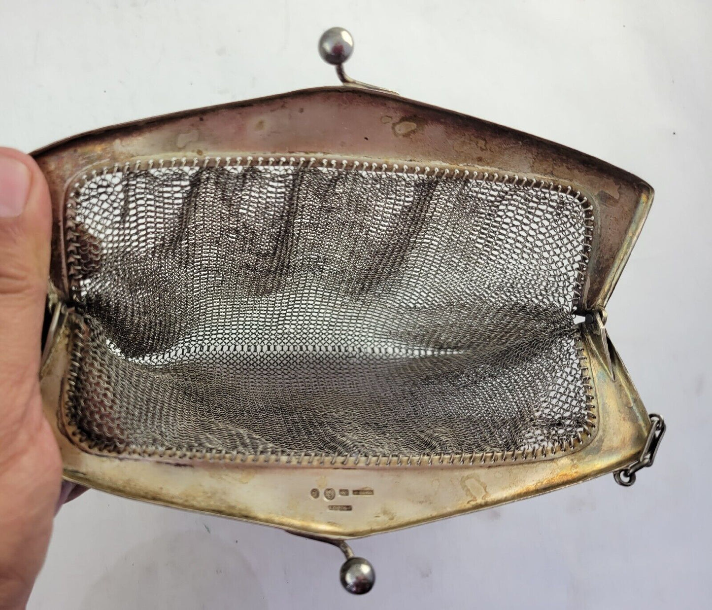 Geschutzt Sterling Silver Mesh Link Purse Germany Vintage Monogrammed 4.5oz