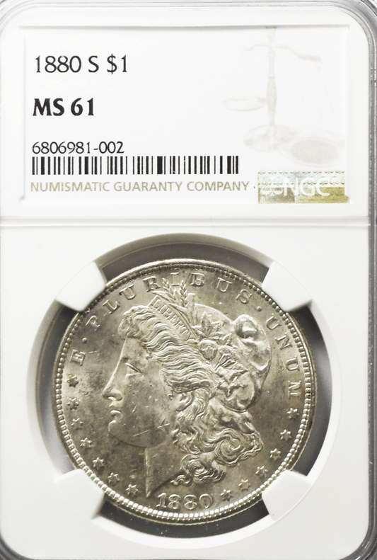 1880 S $1 Morgan Silver Dollar MS61 NGC Uncirculated San Francisco