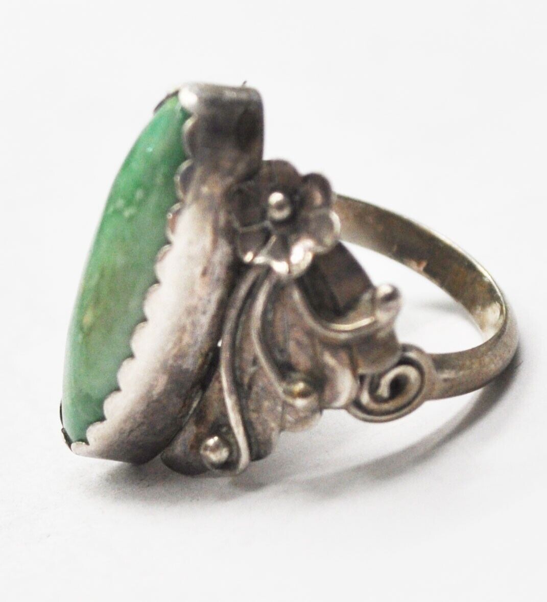 Sterling Silver Carolyn Pollack Green Variscite Ring 22mm Size 7-1/4