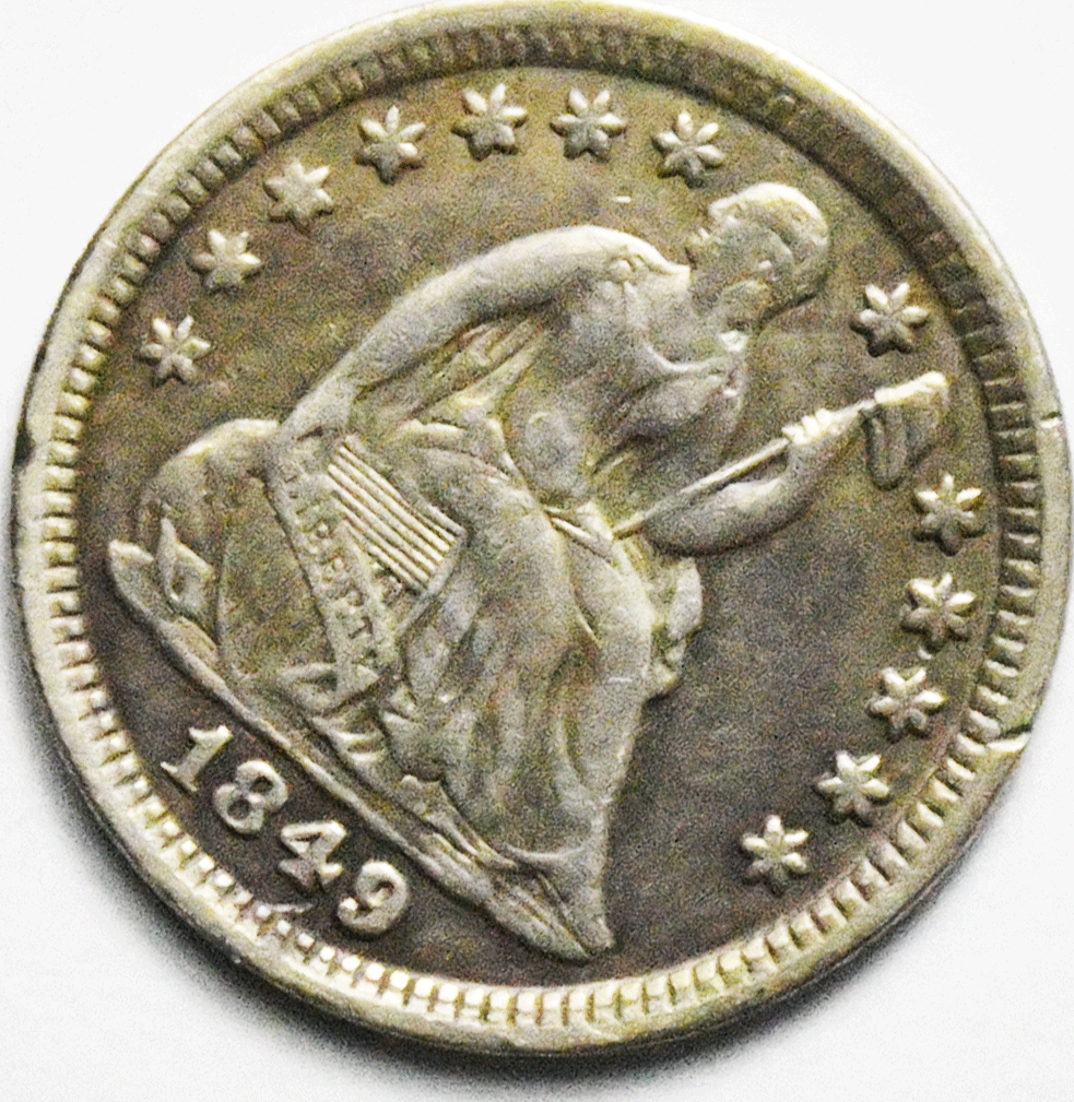 1849 H10c Seated Liberty Silver Half Dime Philadelphia