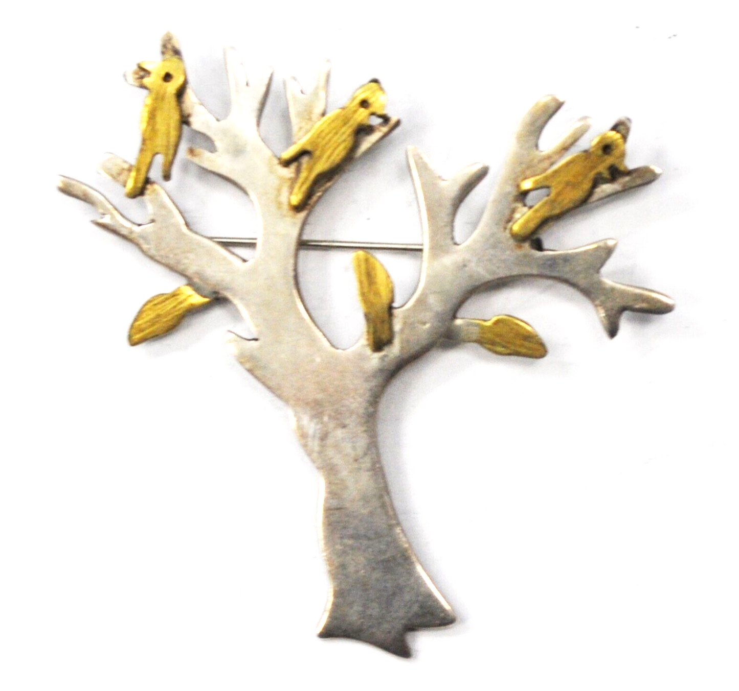 Sterling Silver TH-94 Mexico Tree Bronze Two Tone Birds 73mm x 69mm