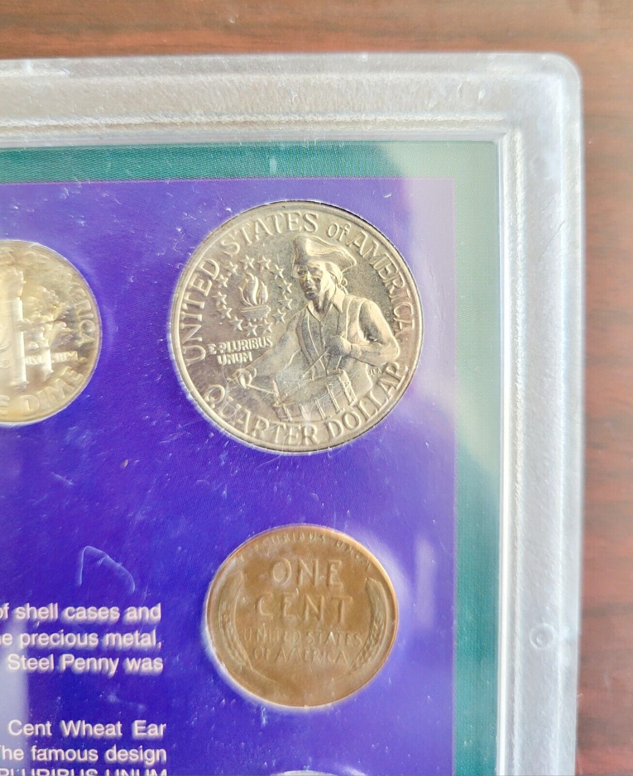 4 Decades of Unique American Coinage Set - Quarter,  Dime, Pennies