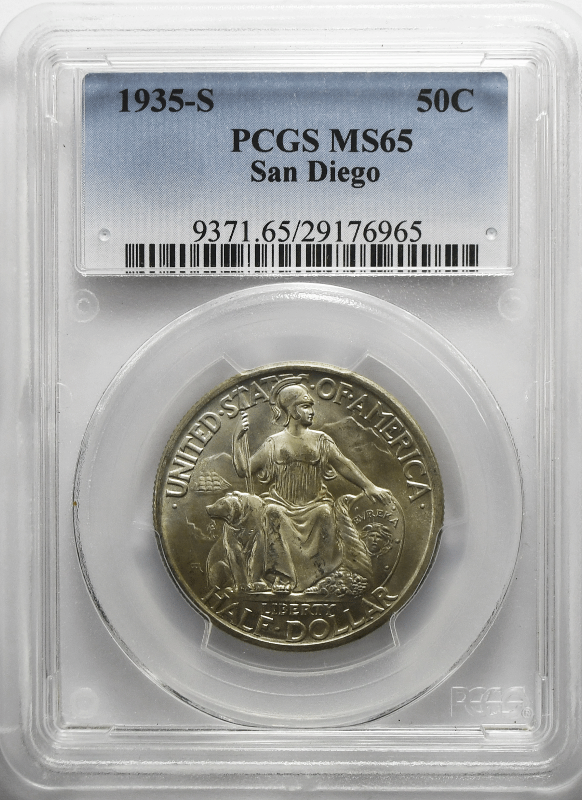 1935 S 50c San Diego Commemorative Silver US Half Dollar Uncirculated MS65