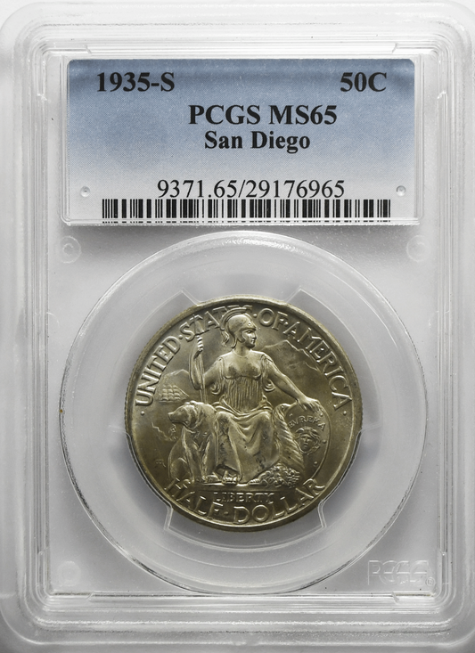 1935 S 50c San Diego Commemorative Silver US Half Dollar Uncirculated MS65