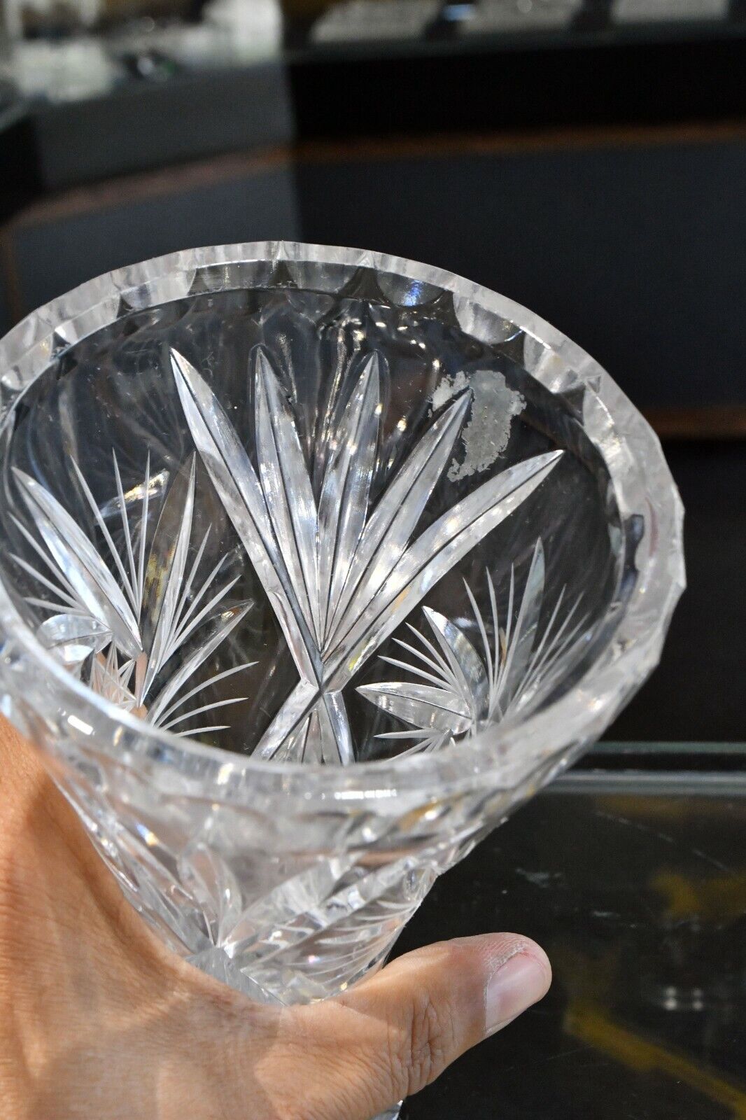 Czech Bohemian Style Cut Crystal Vase 6 1/4' Beautiful