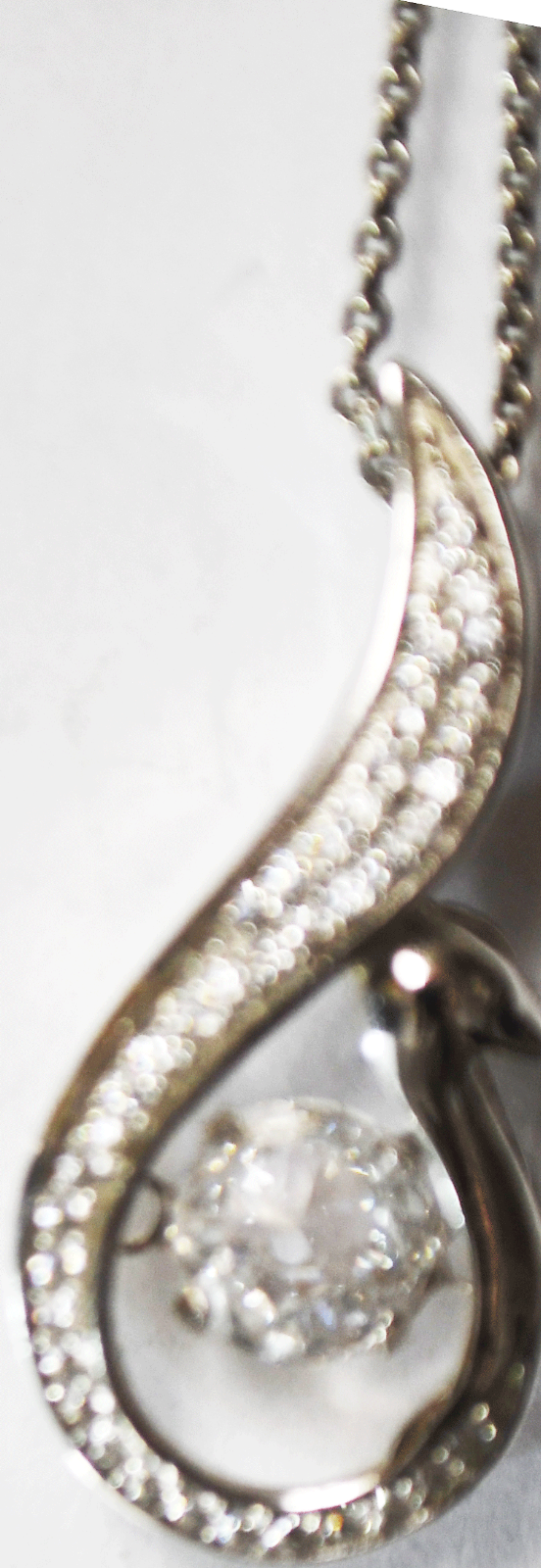 Sterling Silver CZ Spinner Pave Teardrop Pendant 32mm x 13mm