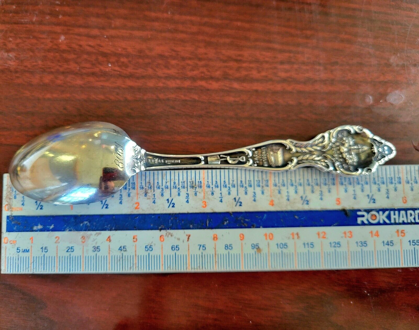 1908 Illinois State Sterling Silver 5 7/8" Souvenir Spoon  .97oz Lincoln