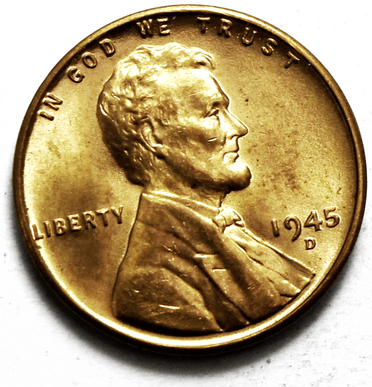 1945 D 1c Lincoln Wheat Cent One Penny Denver Brilliant Uncirculated