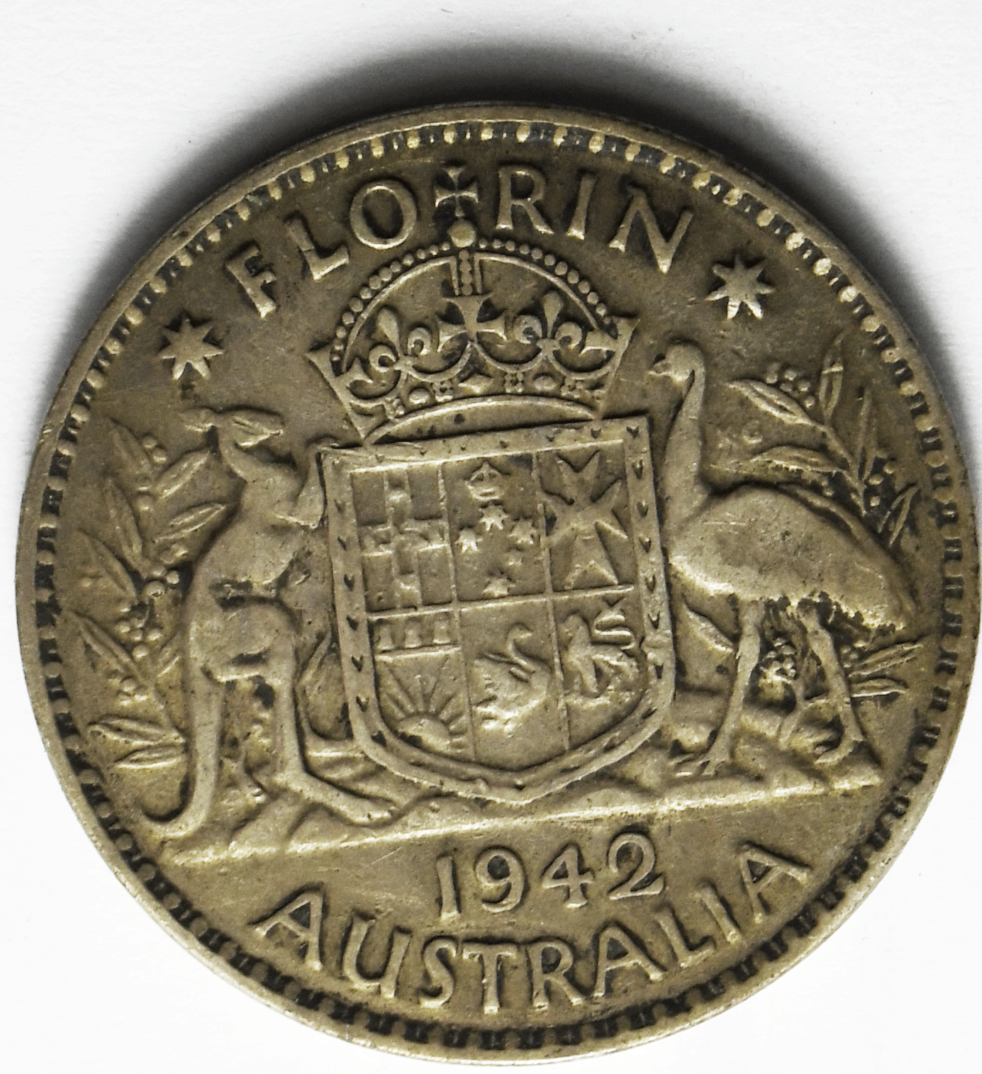 1942 m Australia Florin Silver Coin KM# 40