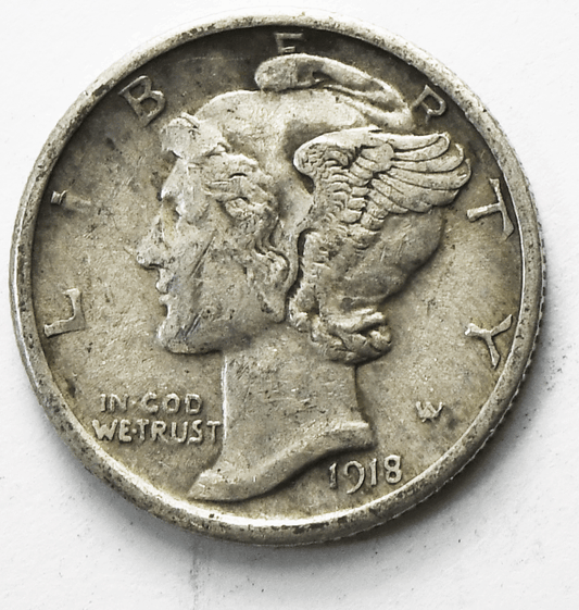1918 10c Mercury Silver Dime Rare Ten Cents Philadelphia