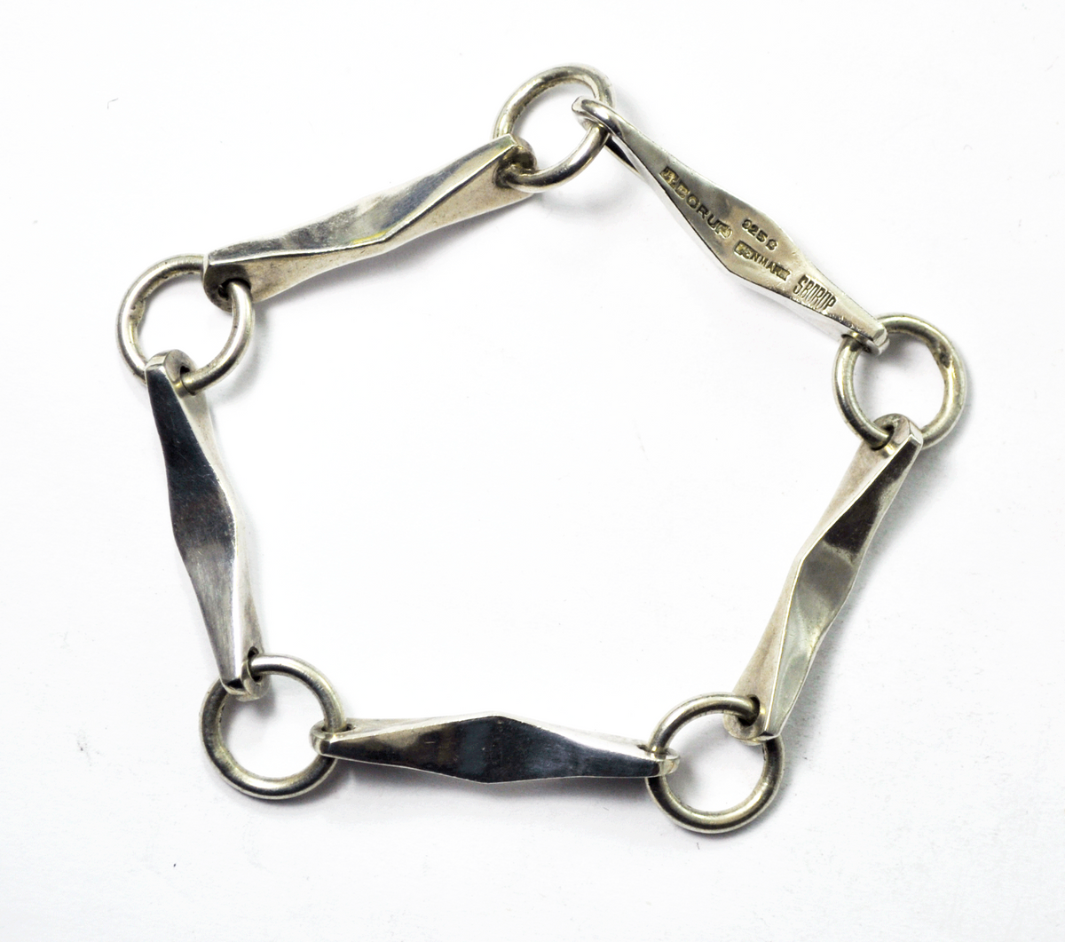 Sterling Silver Soren Borup Denmark Modern Abstract 6mm Link Bracelet 7.25"
