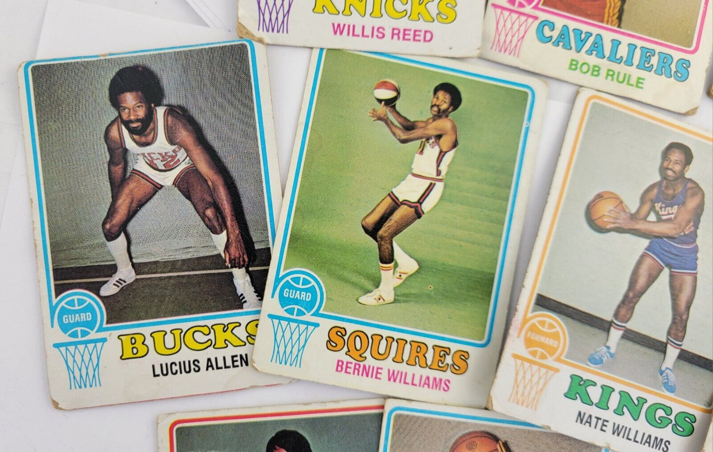 1970s Topps Basketball Lot of 10 Cards Williams, Rule, Smith, Moore, Reed, Love