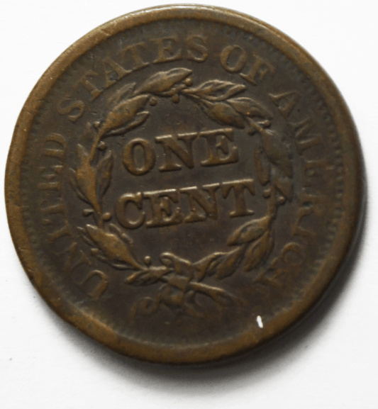 1851 1c Braided Hair Large Cent One Penny US