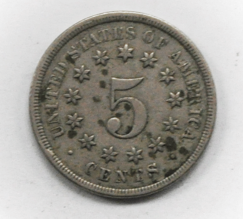 1868/68 5c Shield Nickel Five Cents US Coin 1868 Reverse 4 Broken Letters