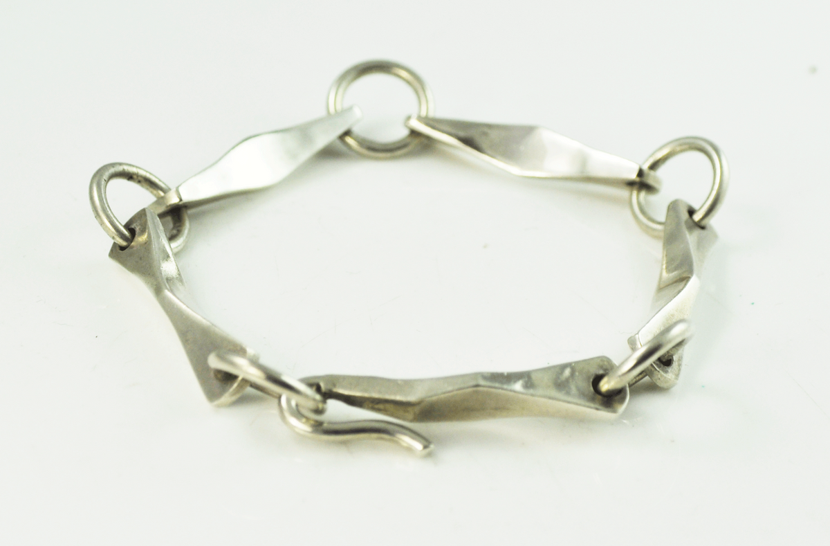 Sterling Silver Soren Borup Denmark Modern Abstract 6mm Link Bracelet 7.25"