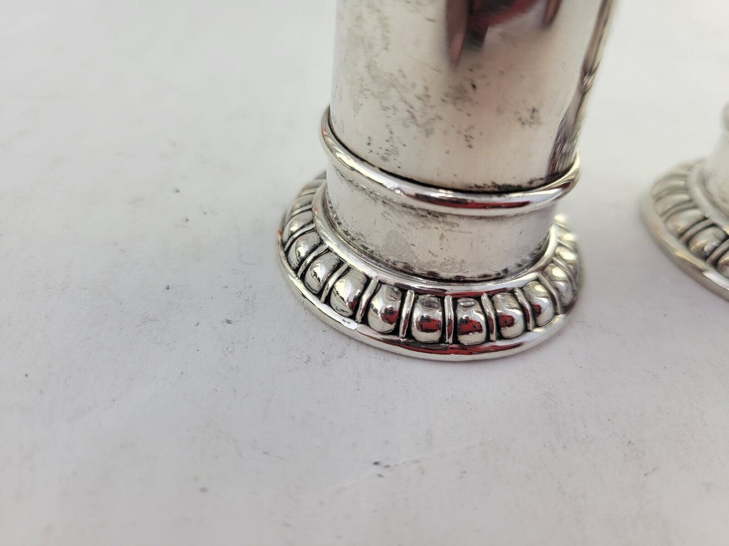 Antique Lunt Sterling Silver 4" Salt and Pepper Shakers 2.9oz