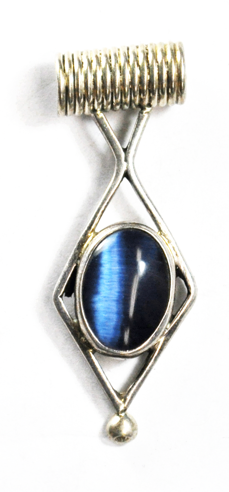 Mexico Sterling Silver Blue Star Sapphire Slide 7mm Bale Pendant 55mm x 20mm