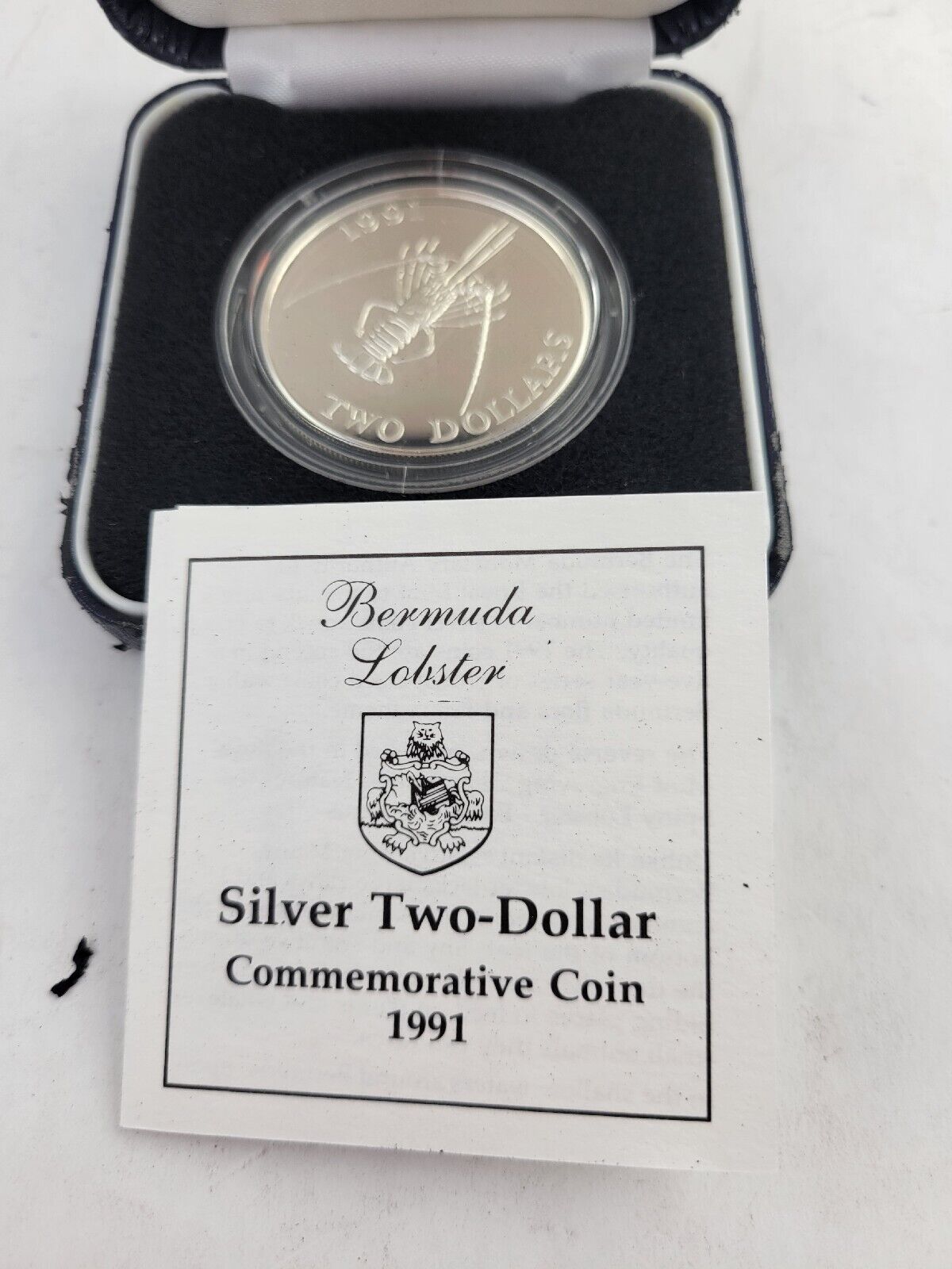 1991 Bermuda Lobster Silver Proof Two Dollar Royal Mint Boxed w/Cert