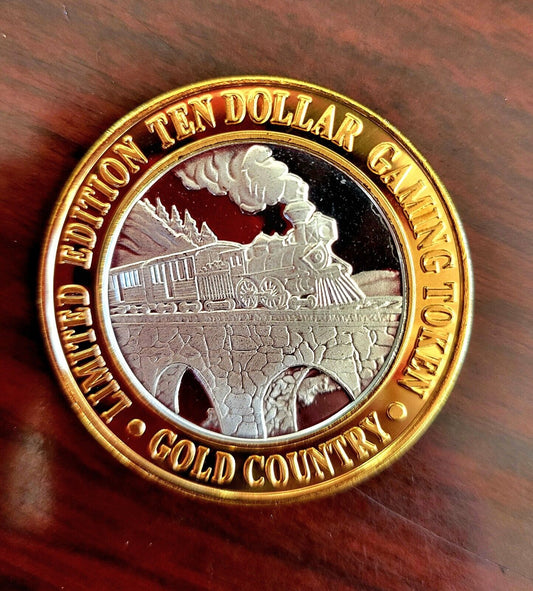 Gold Country Motor Inn Casino .999 Silver $10 Gaming Token Elko Nevada Train