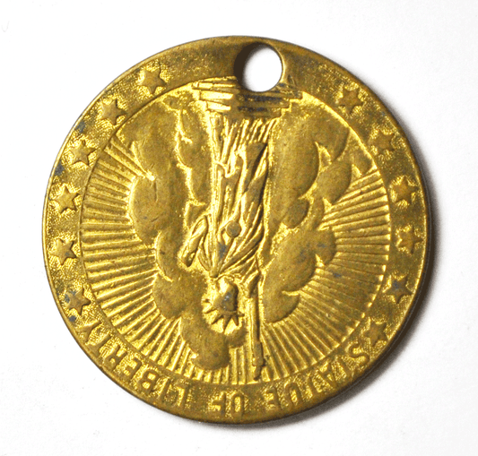 1939 New York Worlds Fair Pendant Medal Love Token Statue of Liberty 31mm