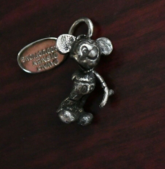 Vintage Signed Mickey Mouse Sterling Silver .925 Charm Pendant 5/8"