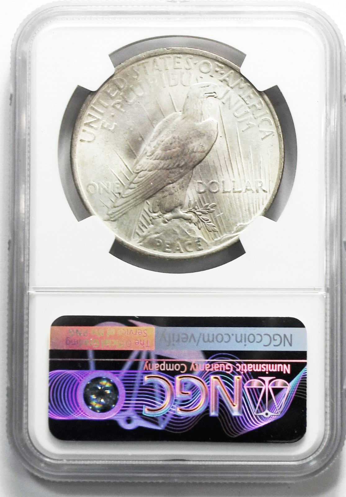 1922 $1 Peace Silver One Dollar US NGC MS63 Philadelphia Purple Toned