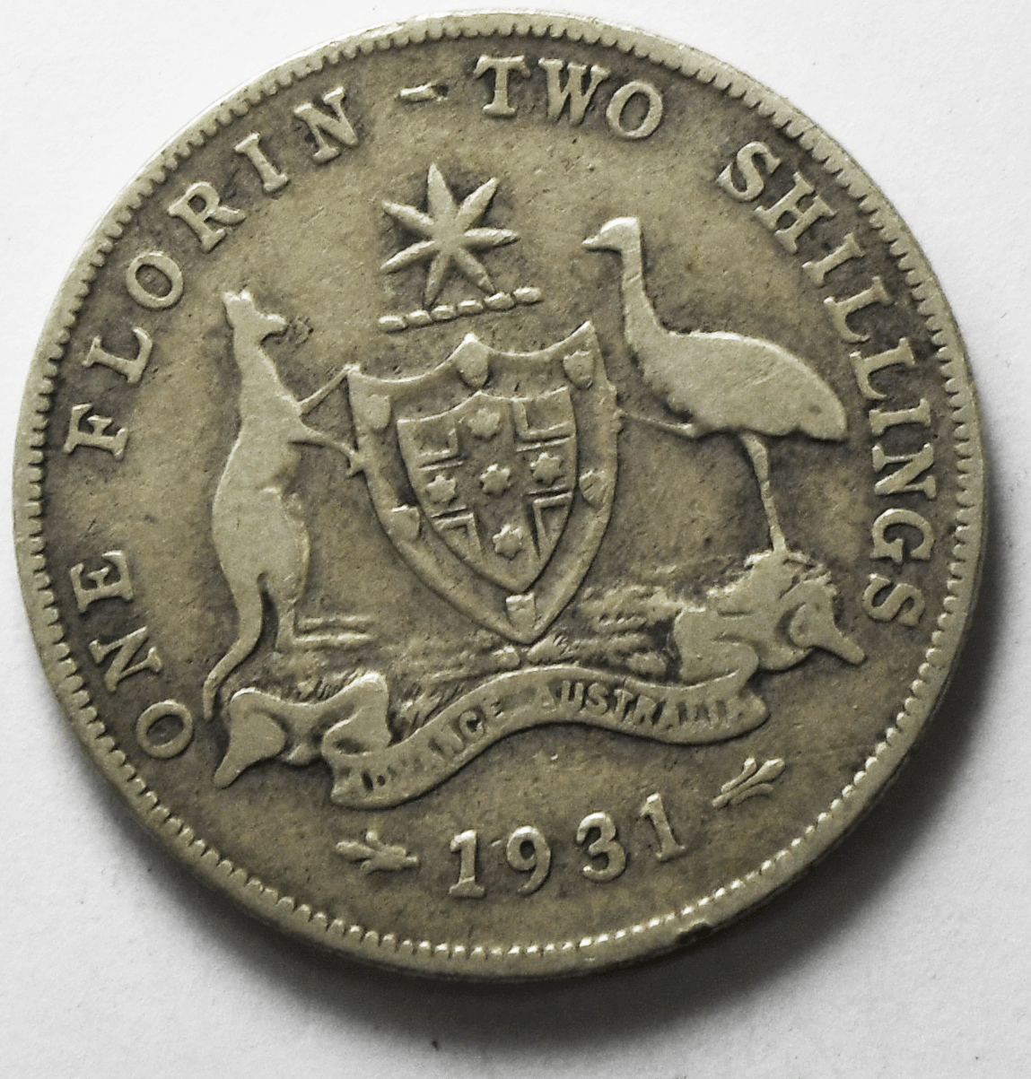 1931 Australia One Florin Silver Coin  KM# 27