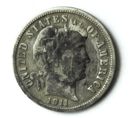 1911 D 10c Barber Silver Dime Ten Cents Denver Rare