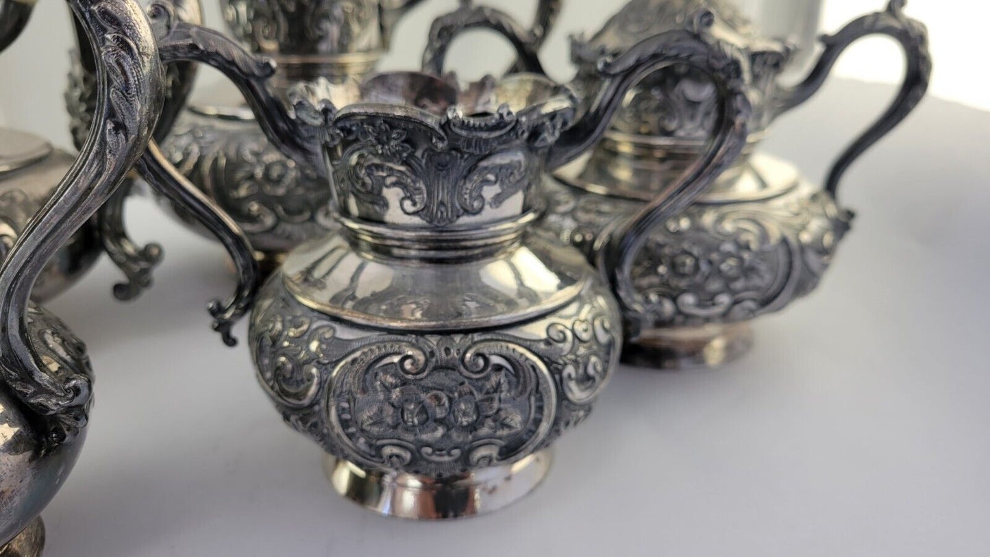 Rogers Smith Victorian Quadruple Plate 5pc Coffee & Tea Service Set  Meriden CT