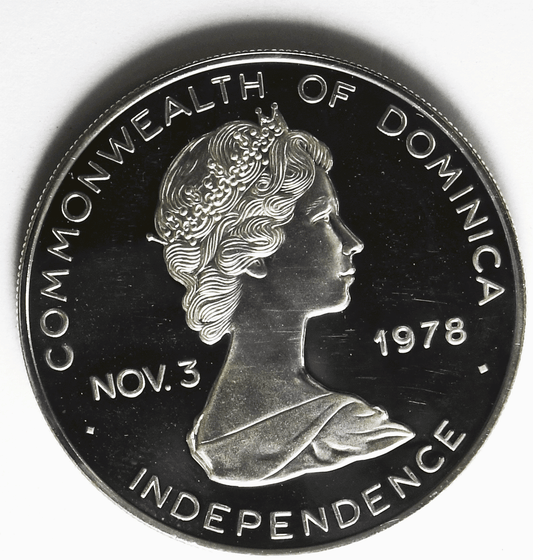 1978 Dominica 10 Ten Dollars Silver Proof Coin KM# 12.1 Only 2,000 Minted