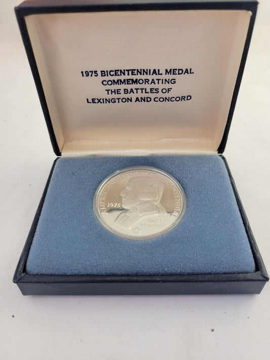 1975 Bicentennial Medal Paul Revere The Battles Of Lexington  Concord Sterlling