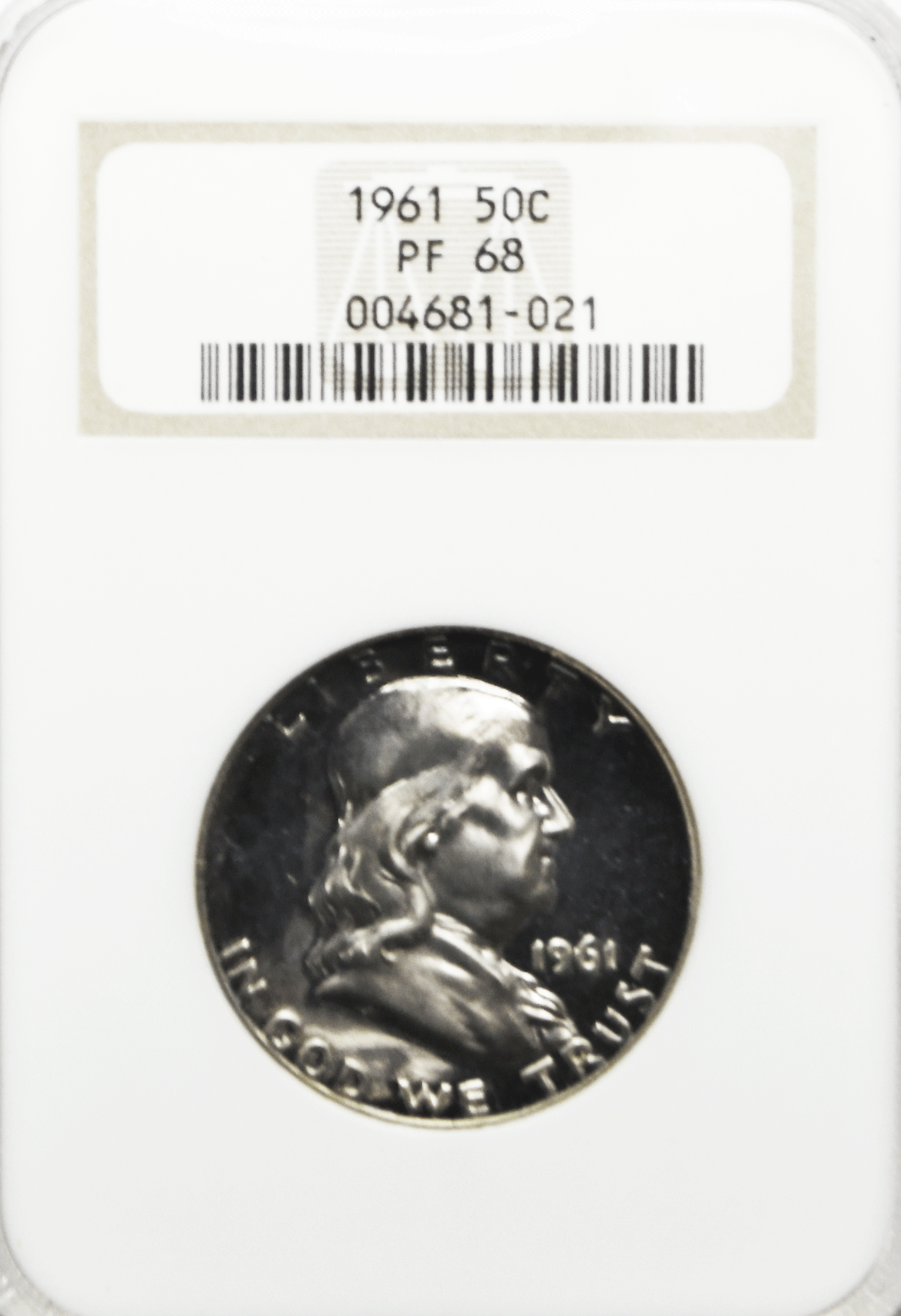 1961 50c Franklin Silver Half Dollar NGC PF68 Low Cert Number Old Holder