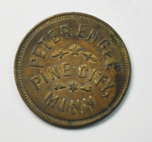 Peter Engel 5c Trade Token Pine City Minnesota 24mm Copper Furniture Store Rare